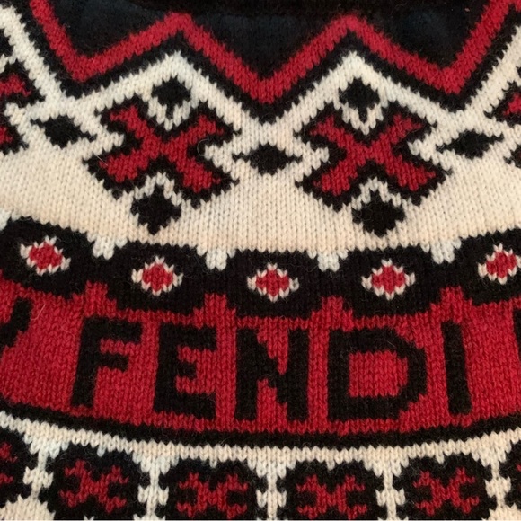 FENDI Logo Fair Isle Turtleneck Sweater - Picture 6 of 13